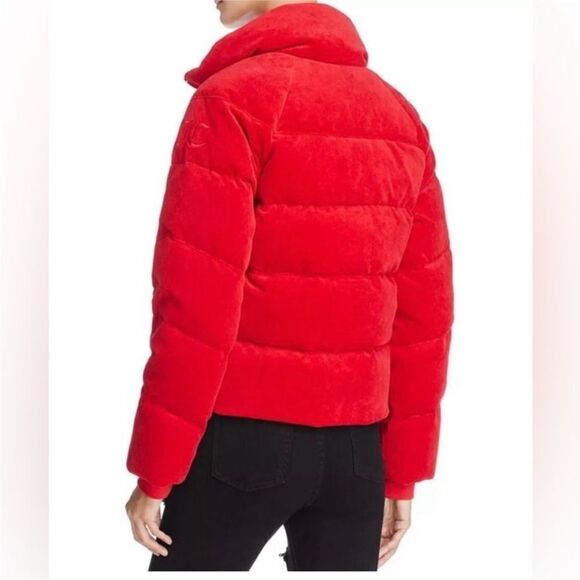 Juicy Couture Red Puffer Jacket Stand-Up Collar Cropped, XS - Picture 2 of 13